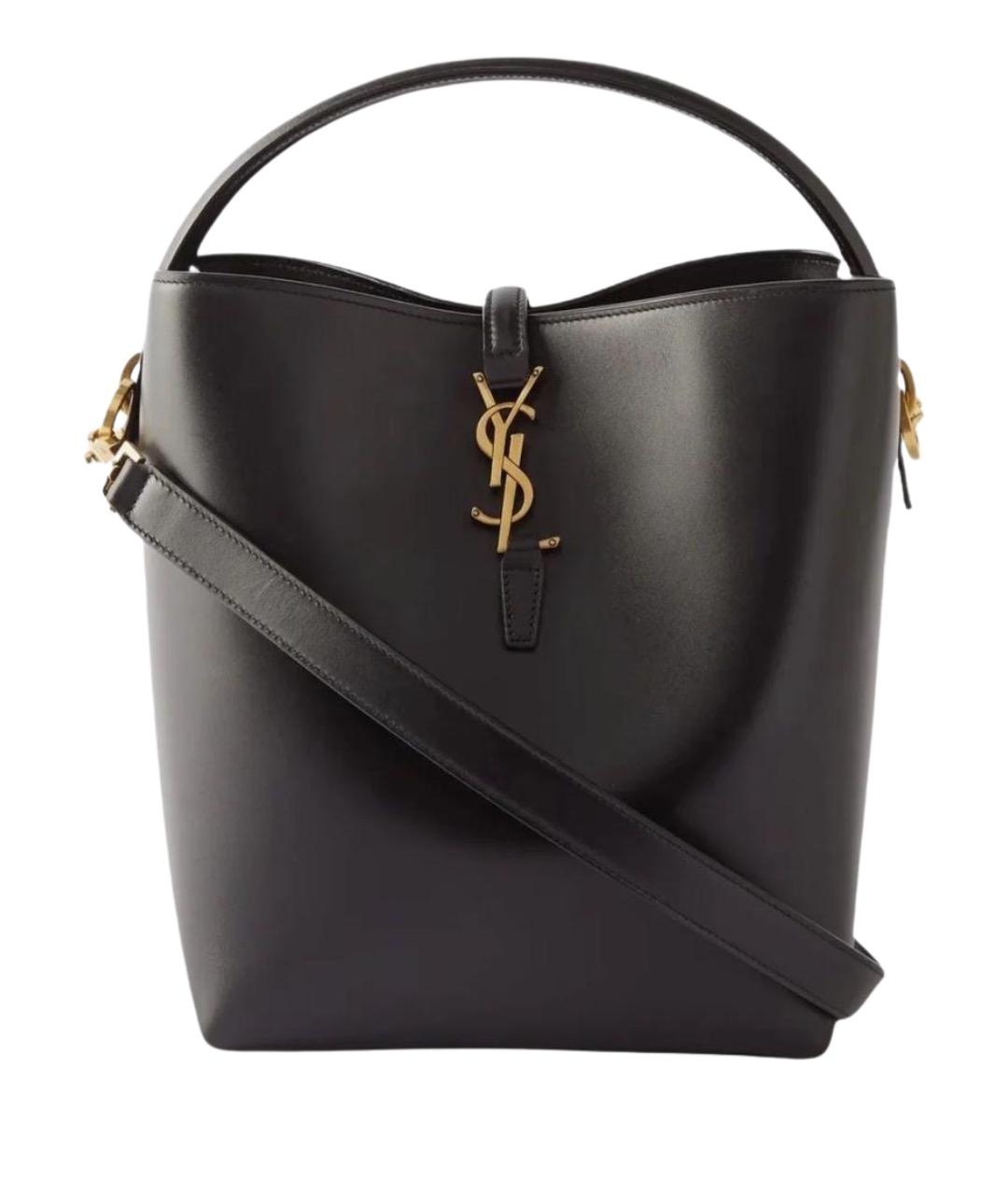SAINT LAURENT Черная кожаная сумка с короткими ручками, фото 1