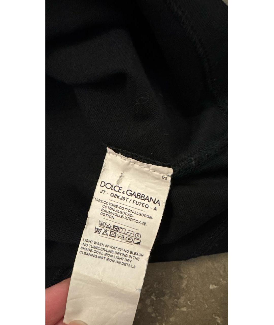 DOLCE&GABBANA Черная хлопковая футболка, фото 7
