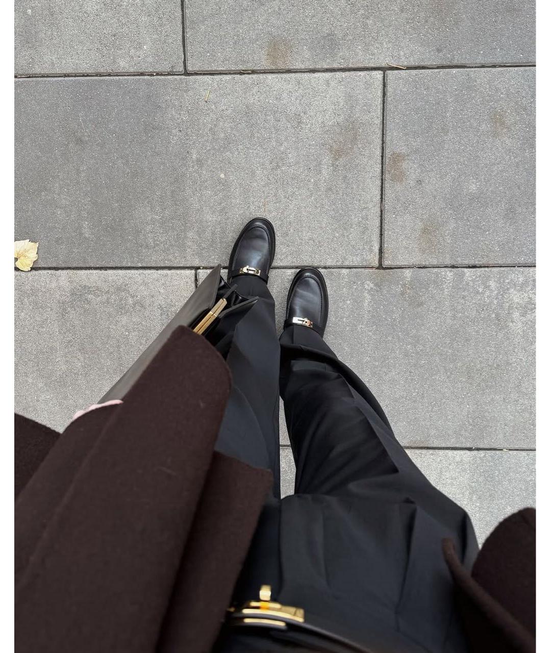 HERMES Черные кожаные лоферы, фото 5