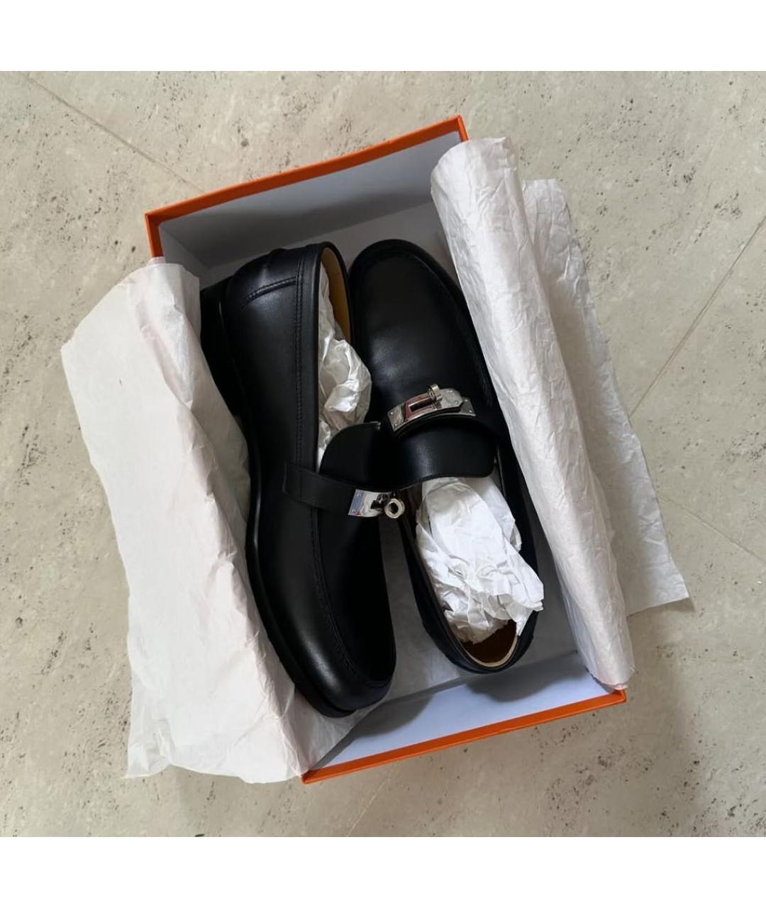 HERMES Черные кожаные лоферы, фото 3