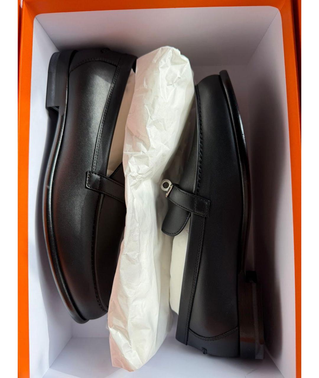 HERMES Черные кожаные лоферы, фото 2
