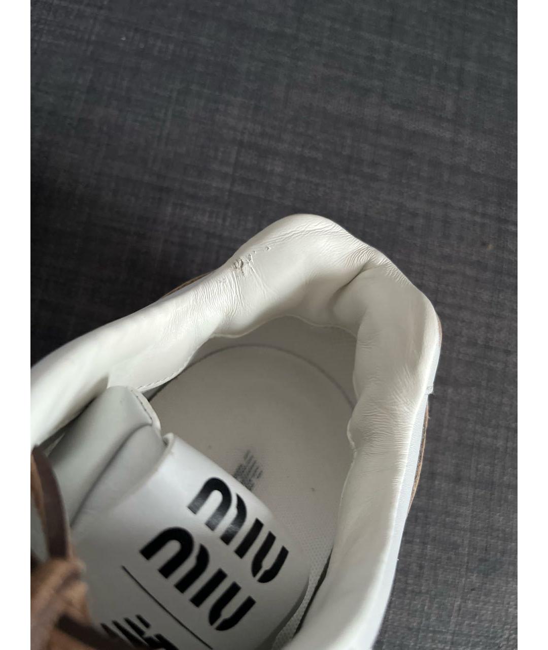 MIU MIU Белые кожаные кеды, фото 5