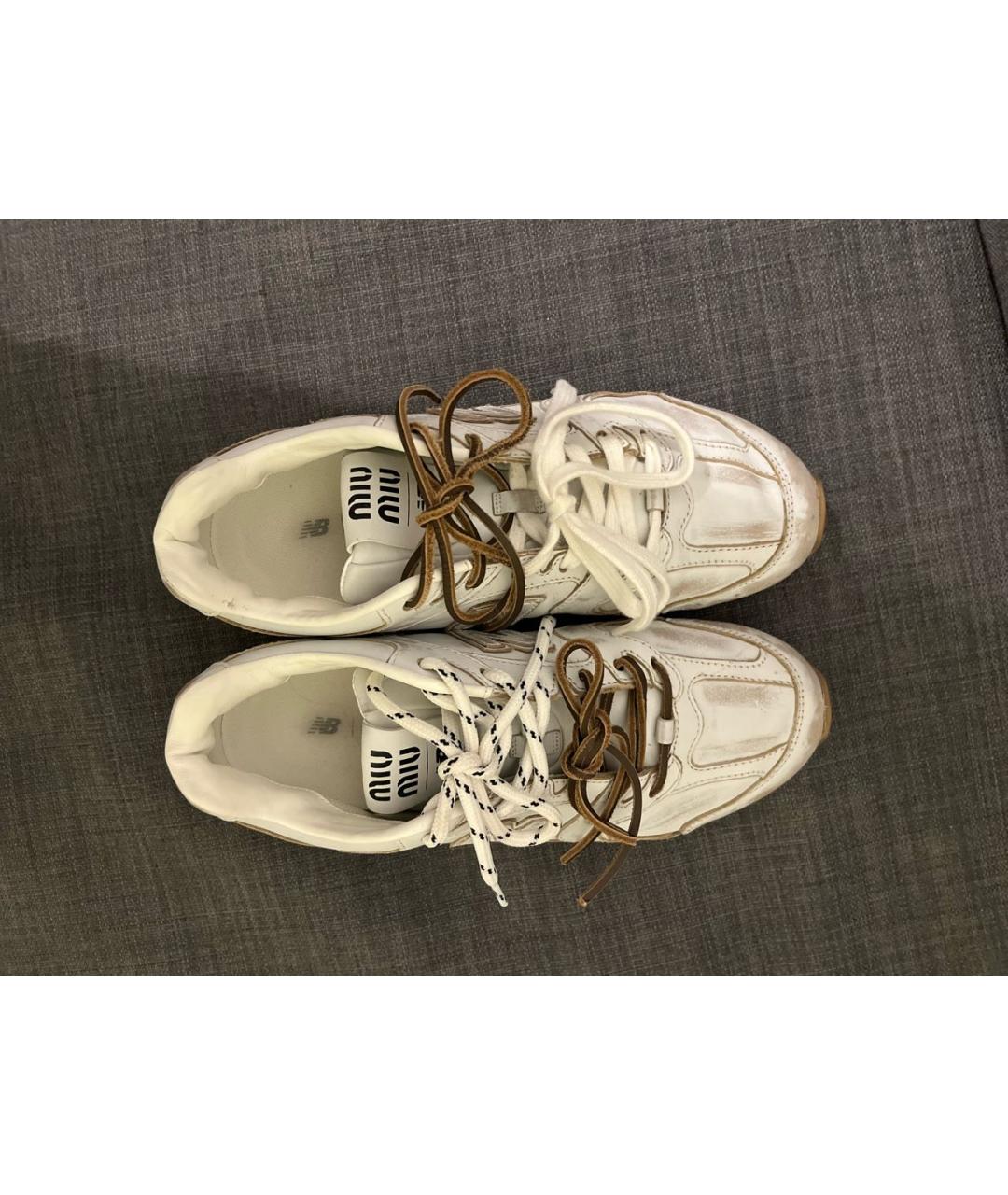 MIU MIU Белые кожаные кеды, фото 2