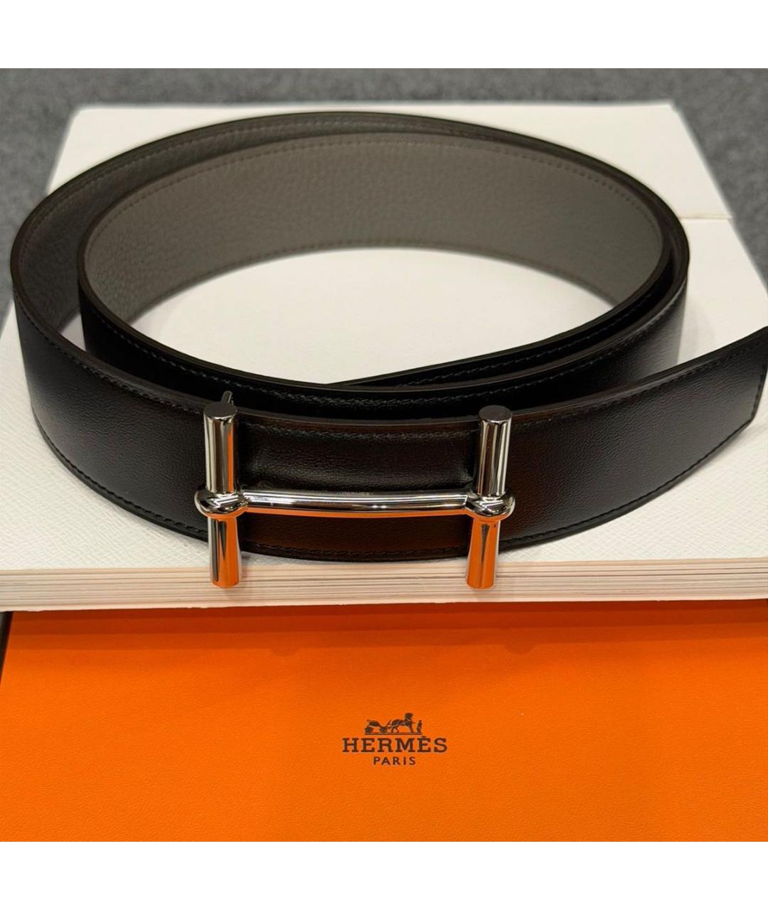 HERMES Черный кожаный ремень, фото 4