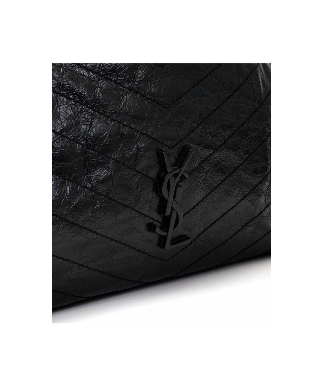 SAINT LAURENT Черная кожаная сумка тоут, фото 5