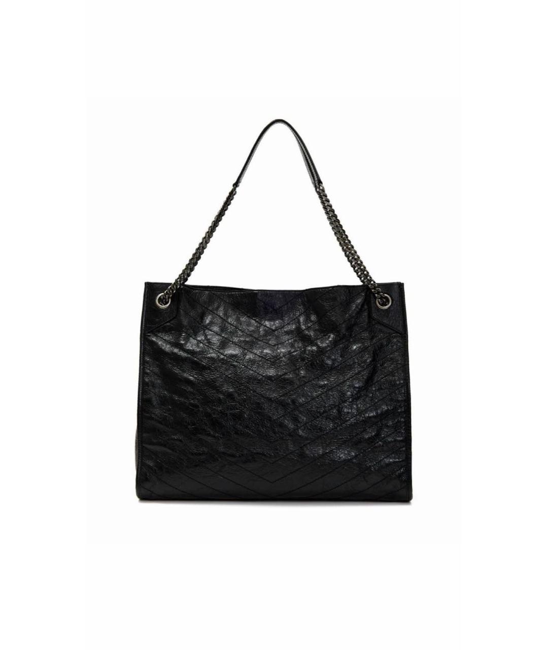 SAINT LAURENT Черная кожаная сумка тоут, фото 3