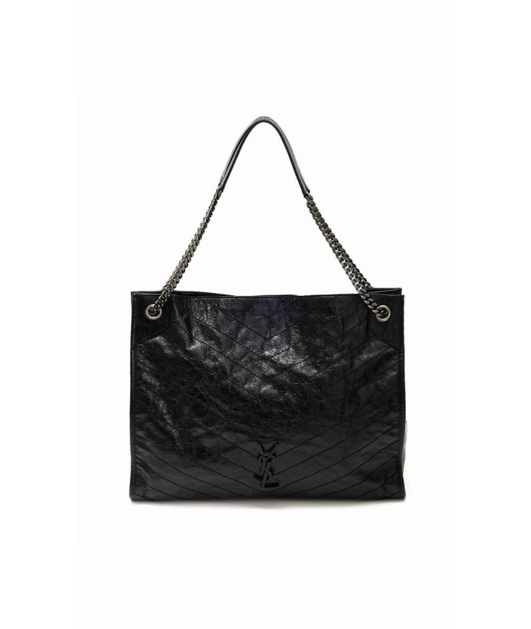 SAINT LAURENT Черная кожаная сумка тоут, фото 6