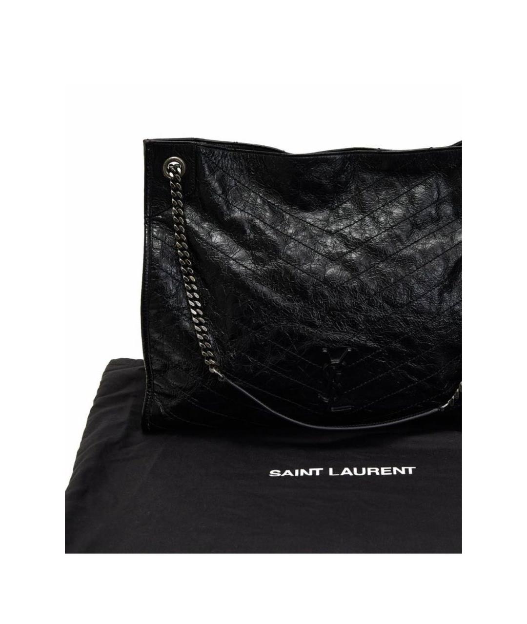 SAINT LAURENT Черная кожаная сумка тоут, фото 8