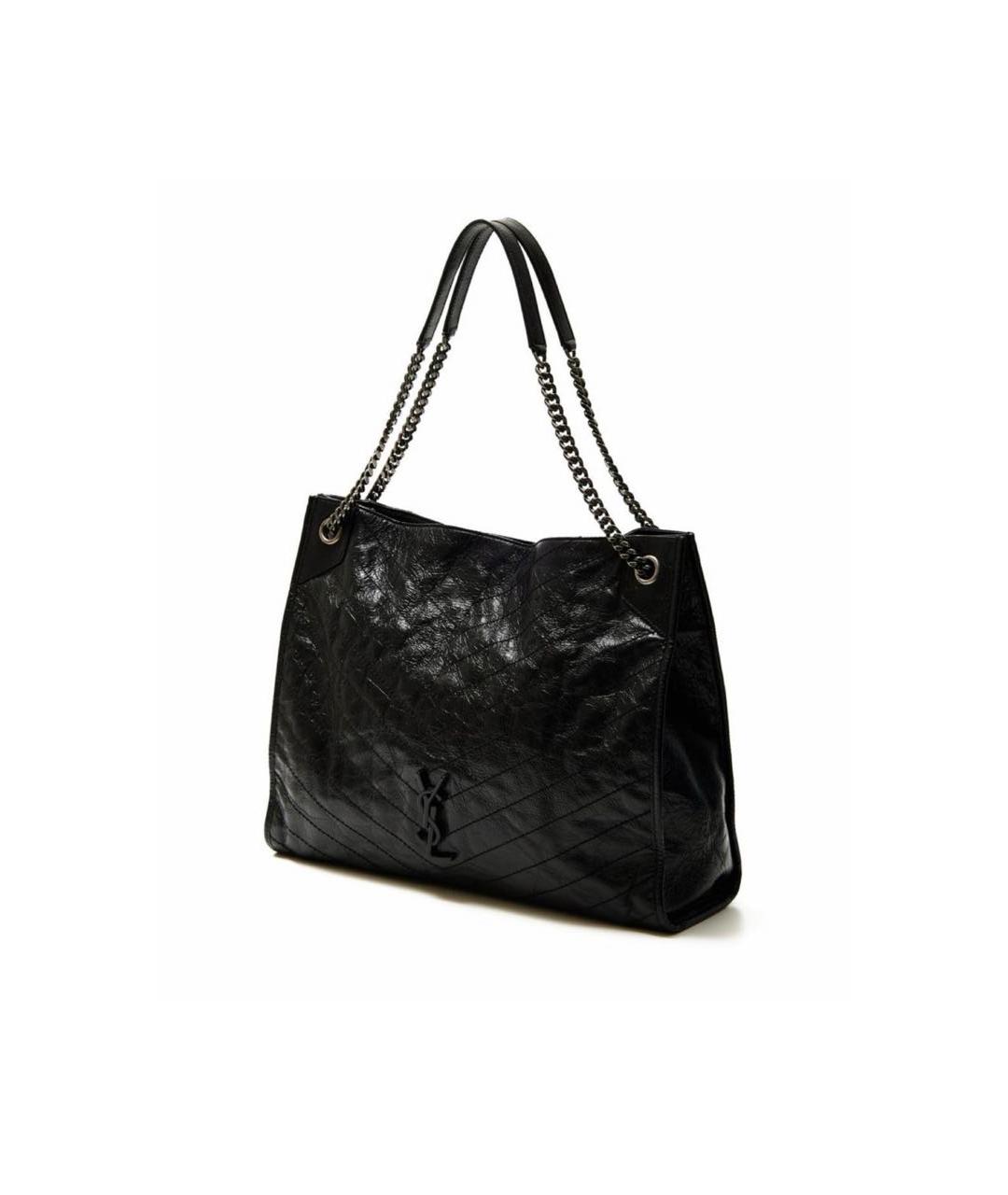 SAINT LAURENT Черная кожаная сумка тоут, фото 2