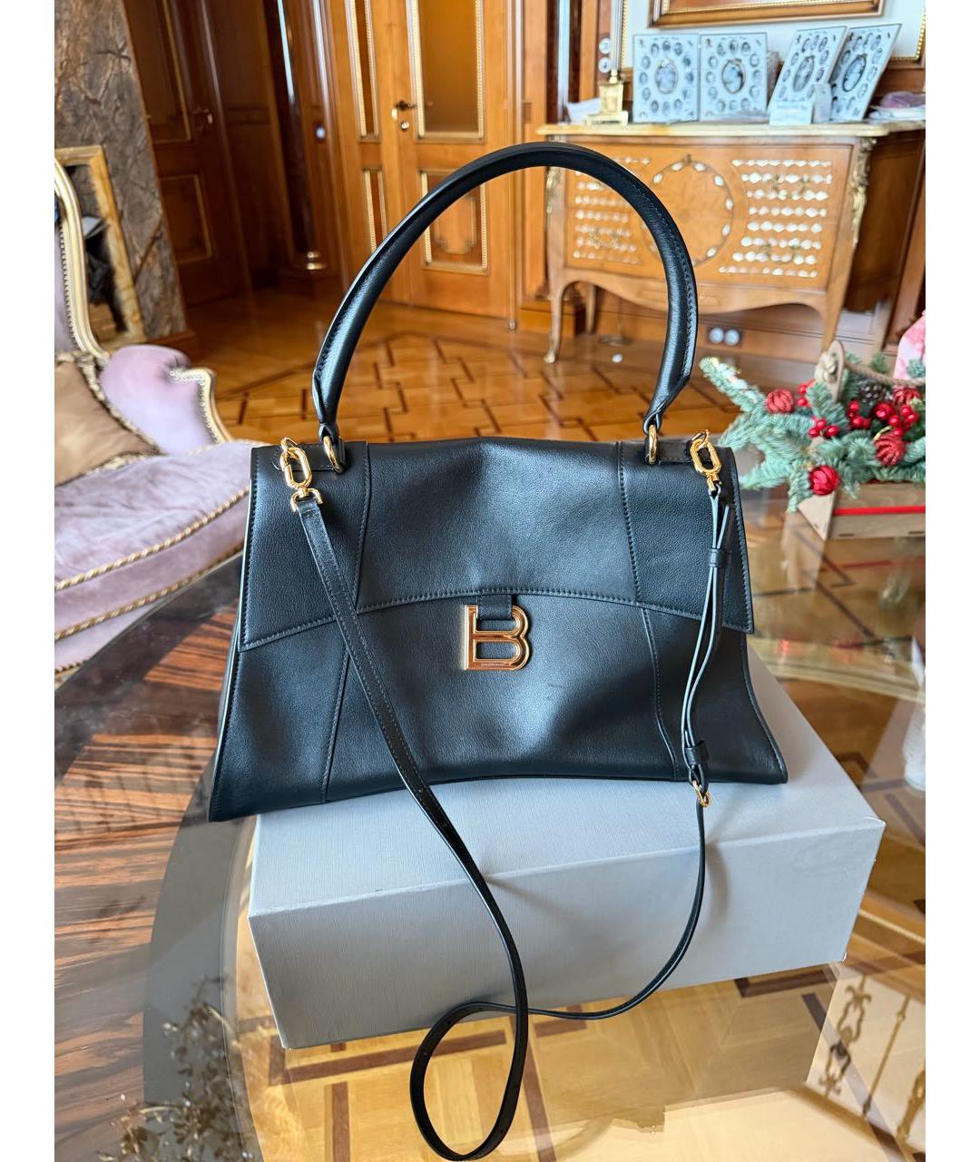 BALENCIAGA Черная кожаная сумка с короткими ручками, фото 2