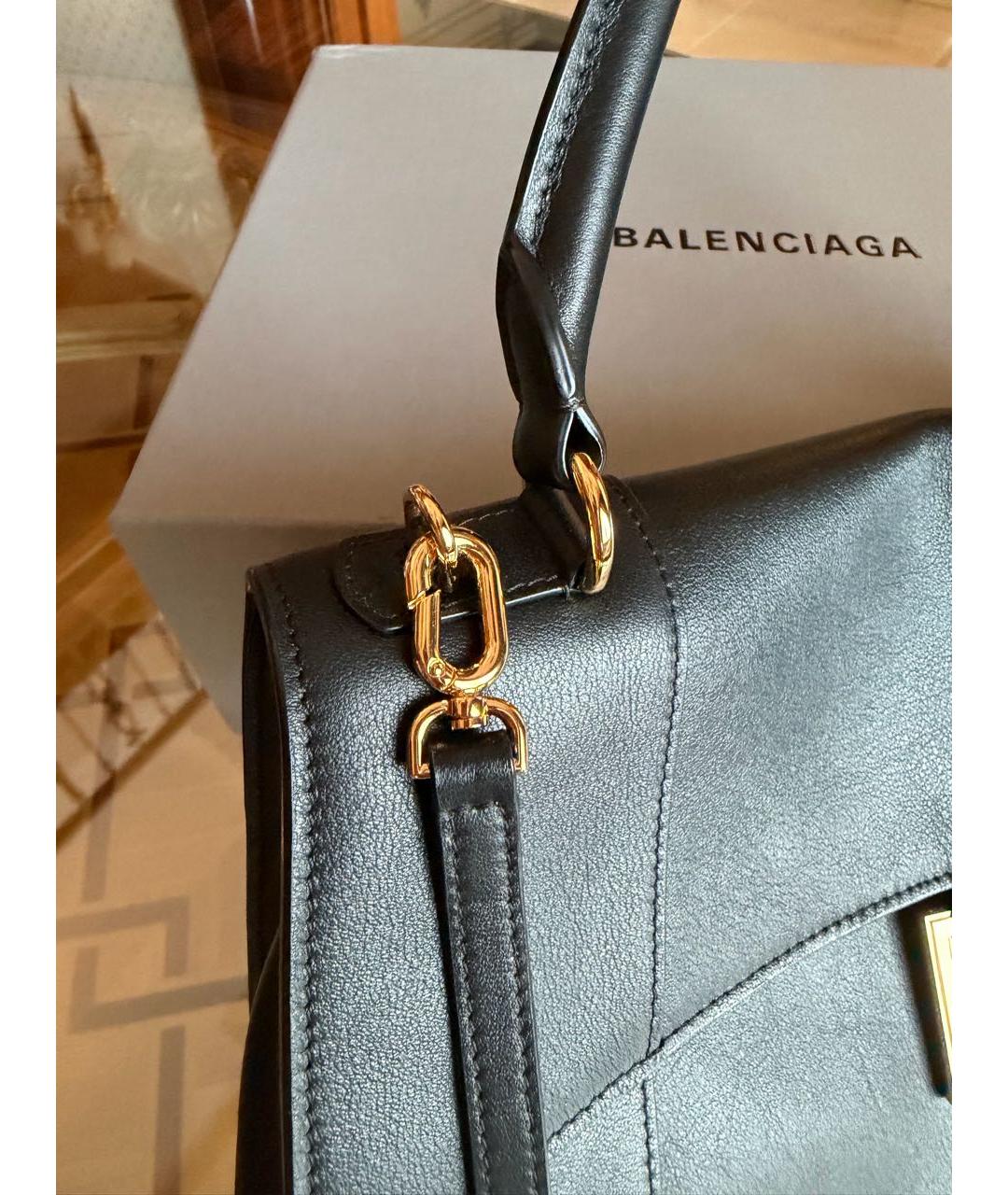 BALENCIAGA Черная кожаная сумка с короткими ручками, фото 4