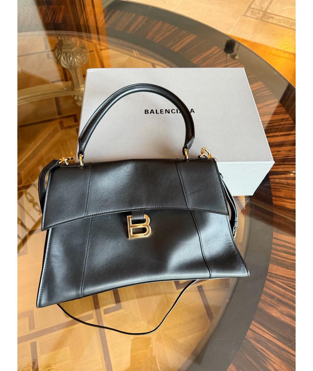 BALENCIAGA Черная кожаная сумка с короткими ручками, фото 6