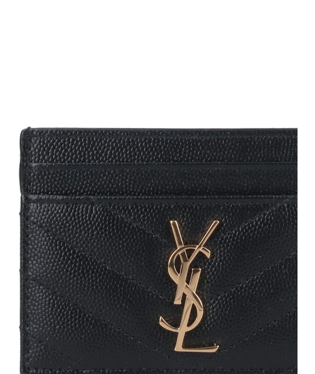SAINT LAURENT Черный кожаный кардхолдер, фото 3