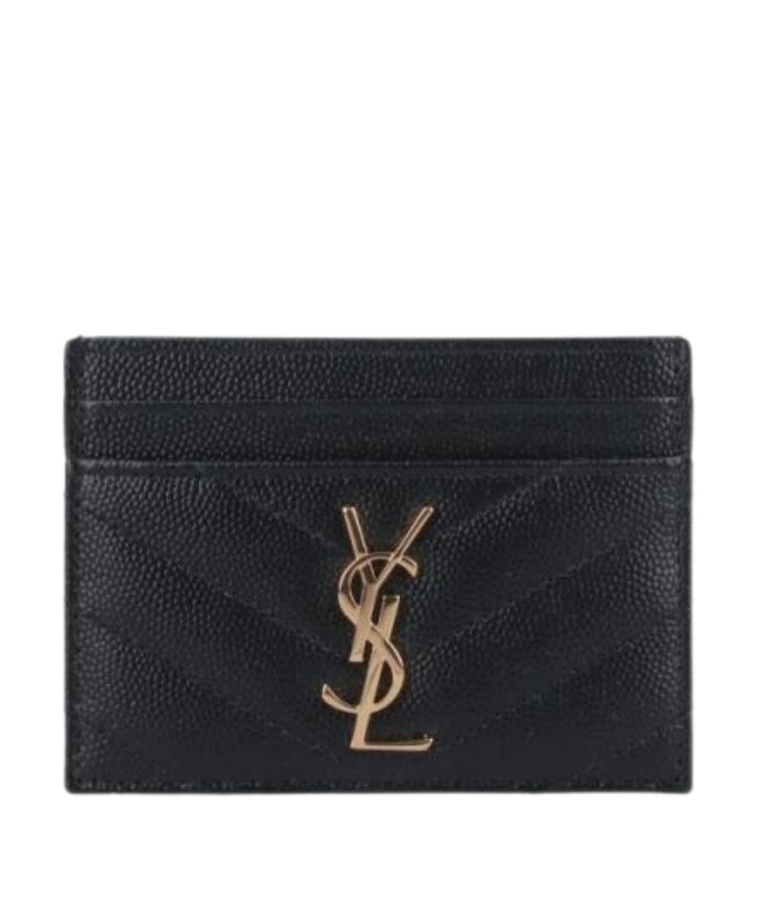 SAINT LAURENT Черный кожаный кардхолдер, фото 1