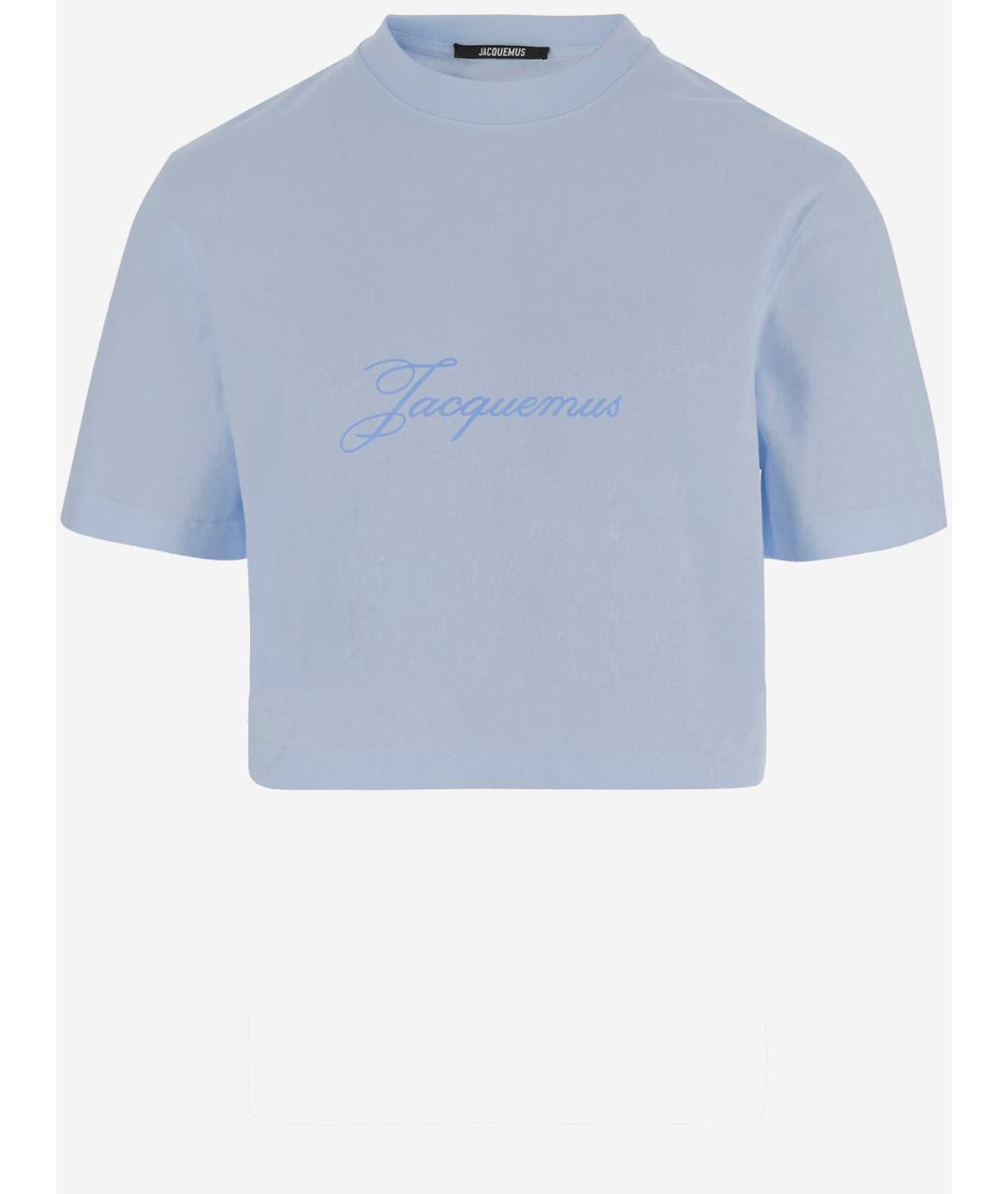 JACQUEMUS Голубая хлопковая футболка, фото 4