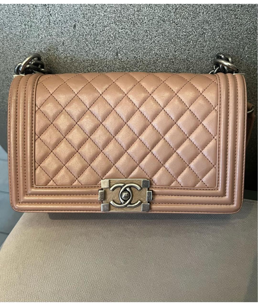 CHANEL Бежевая кожаная сумка через плечо, фото 8