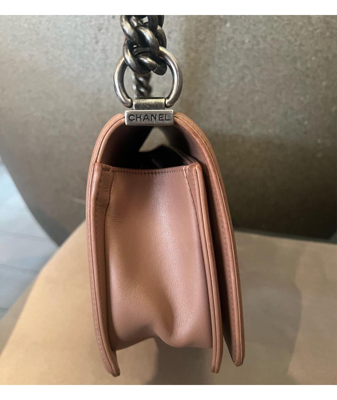 CHANEL Бежевая кожаная сумка через плечо, фото 4