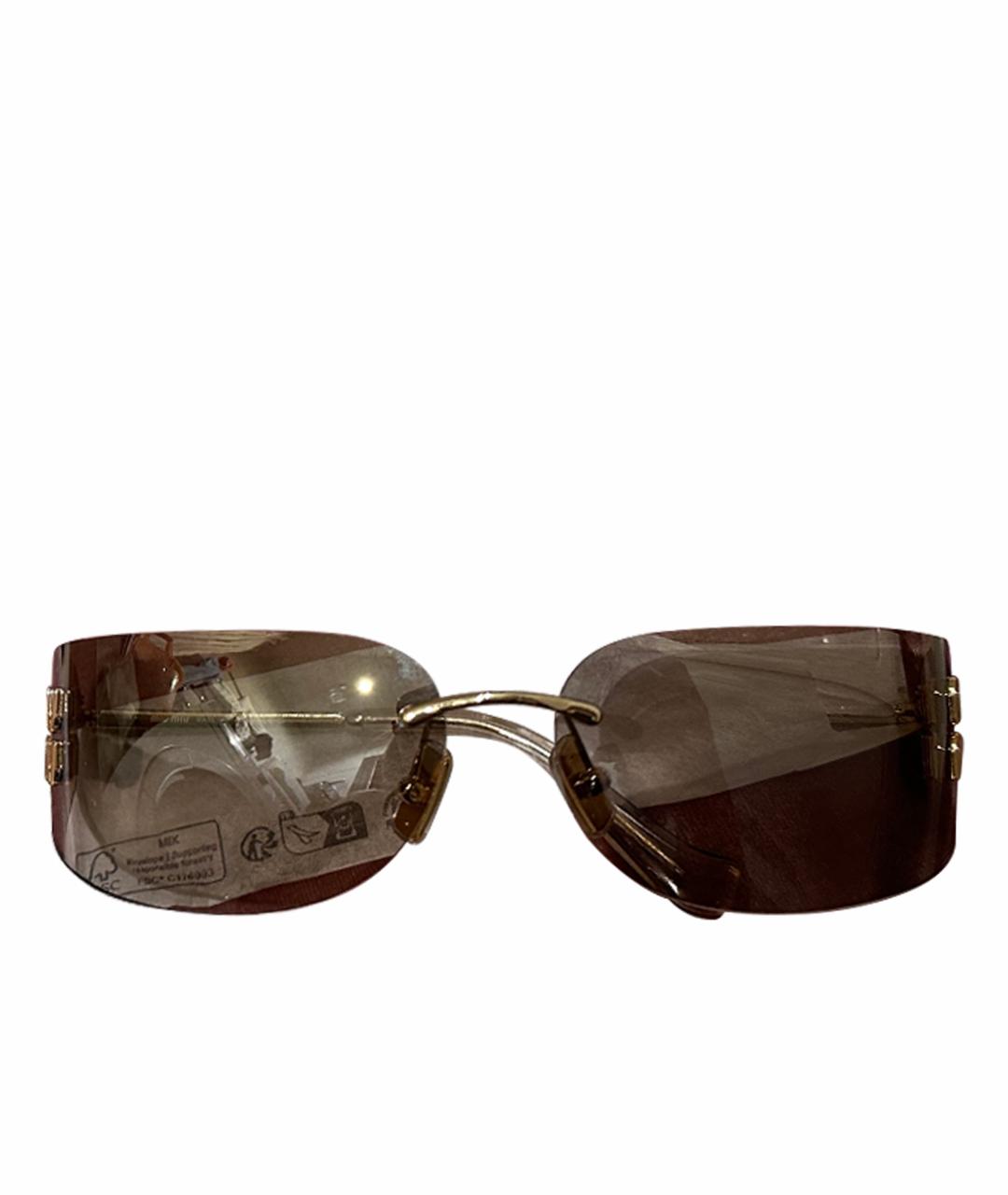 MIU MIU Золотые металлические солнцезащитные очки, фото 1