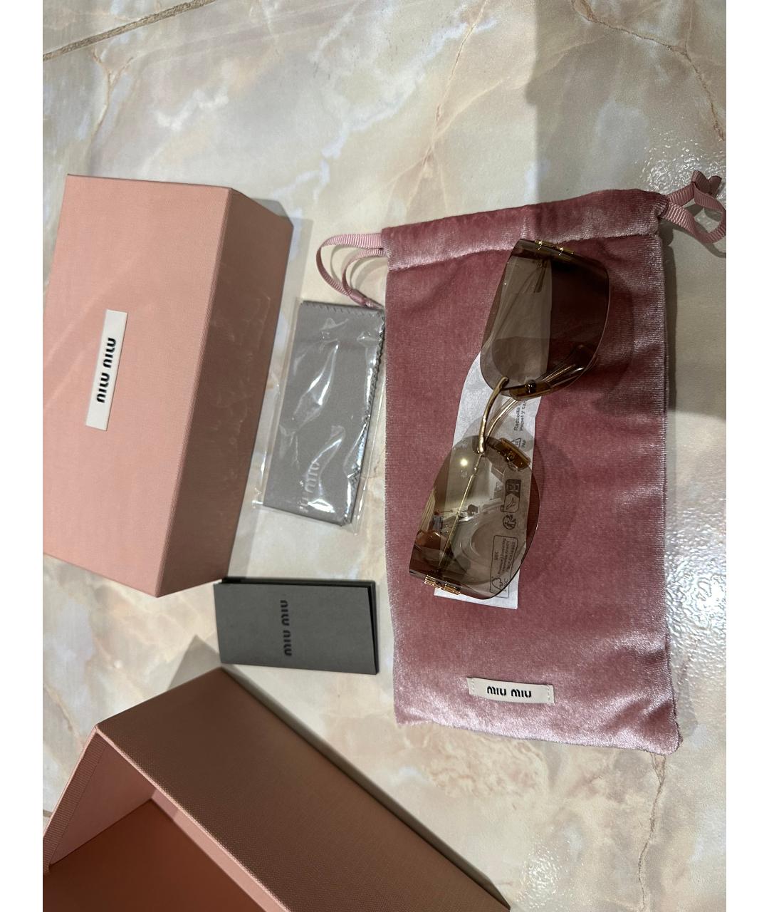 MIU MIU Золотые металлические солнцезащитные очки, фото 5