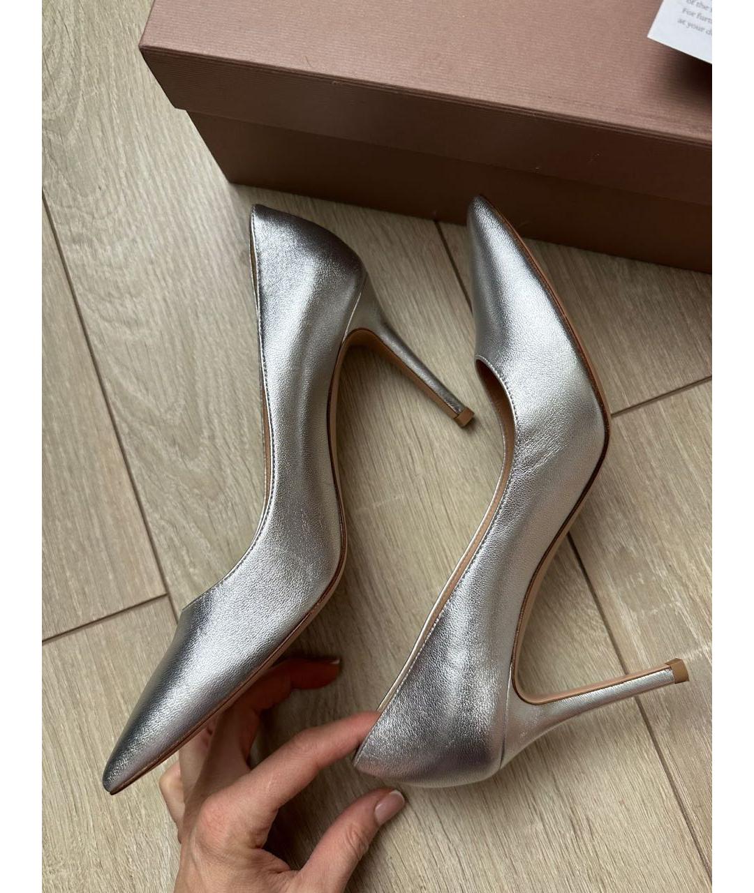 GIANVITO ROSSI Серебряные кожаные туфли, фото 9