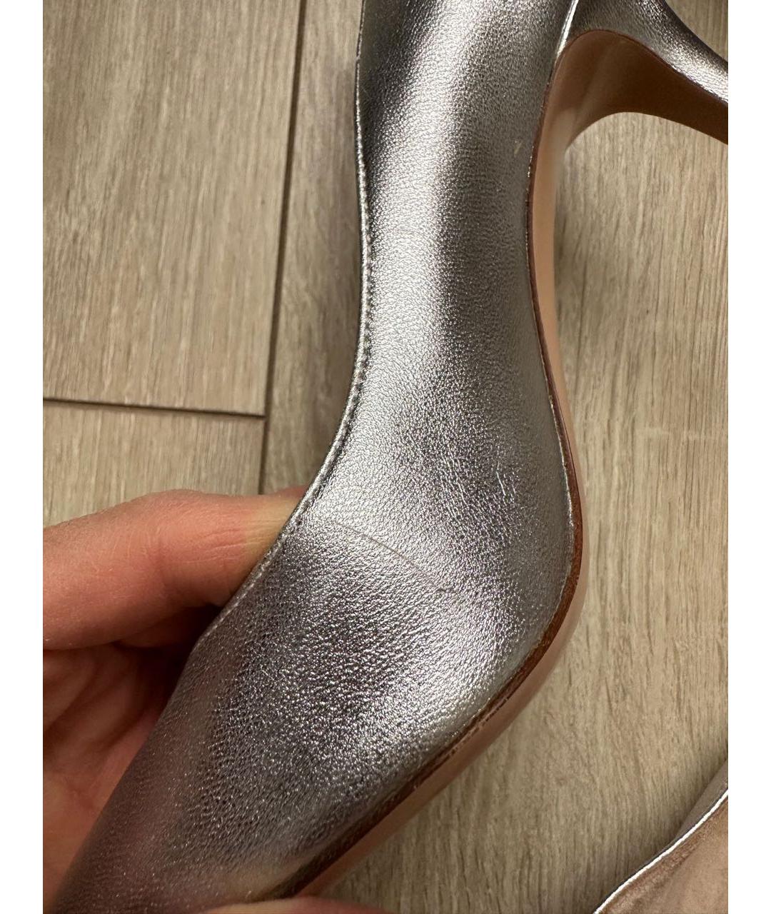 GIANVITO ROSSI Серебряные кожаные туфли, фото 6