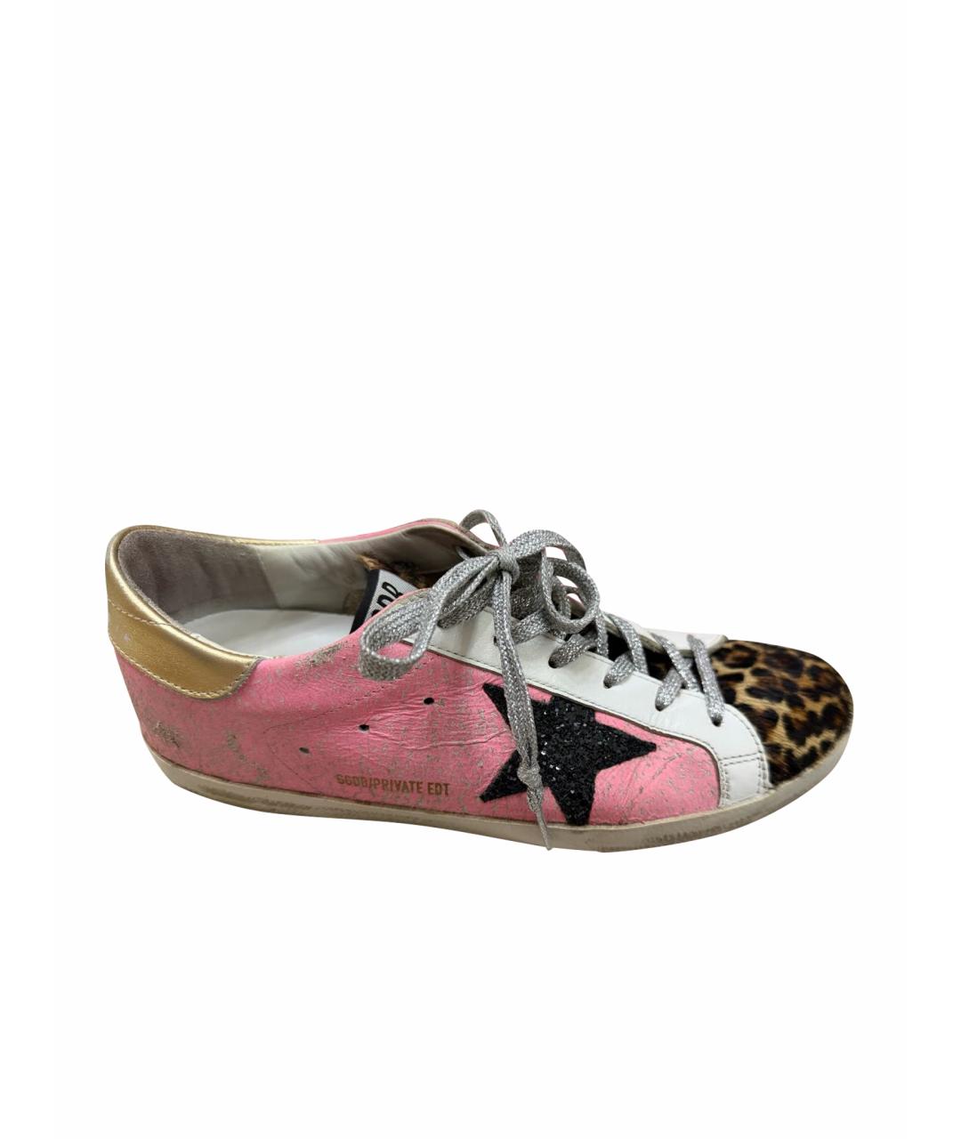 GOLDEN GOOSE DELUXE BRAND Розовые кожаные кеды, фото 1