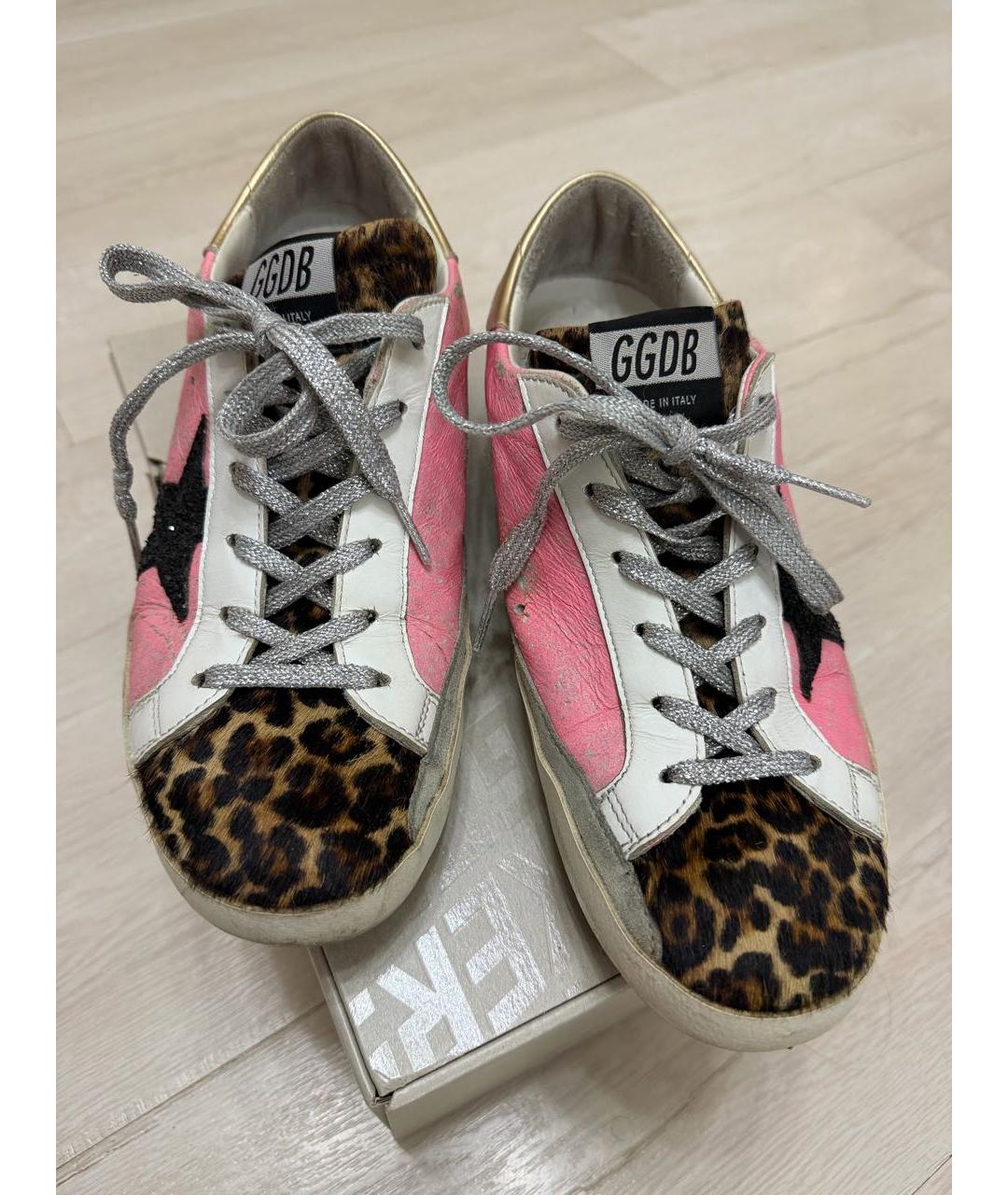 GOLDEN GOOSE DELUXE BRAND Розовые кожаные кеды, фото 2