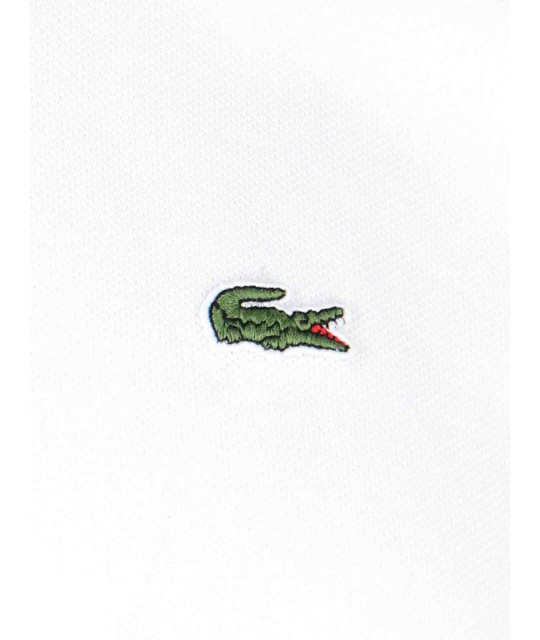 LACOSTE Белое хлопковое поло с коротким рукавом, фото 3