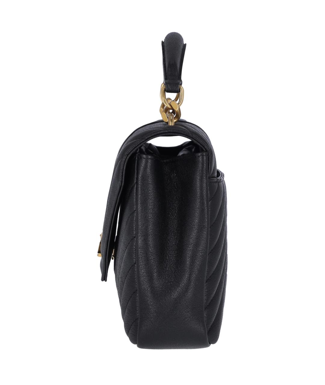 SAINT LAURENT Черная кожаная сумка с короткими ручками, фото 5