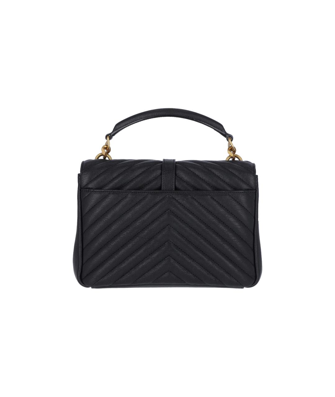 SAINT LAURENT Черная кожаная сумка с короткими ручками, фото 3