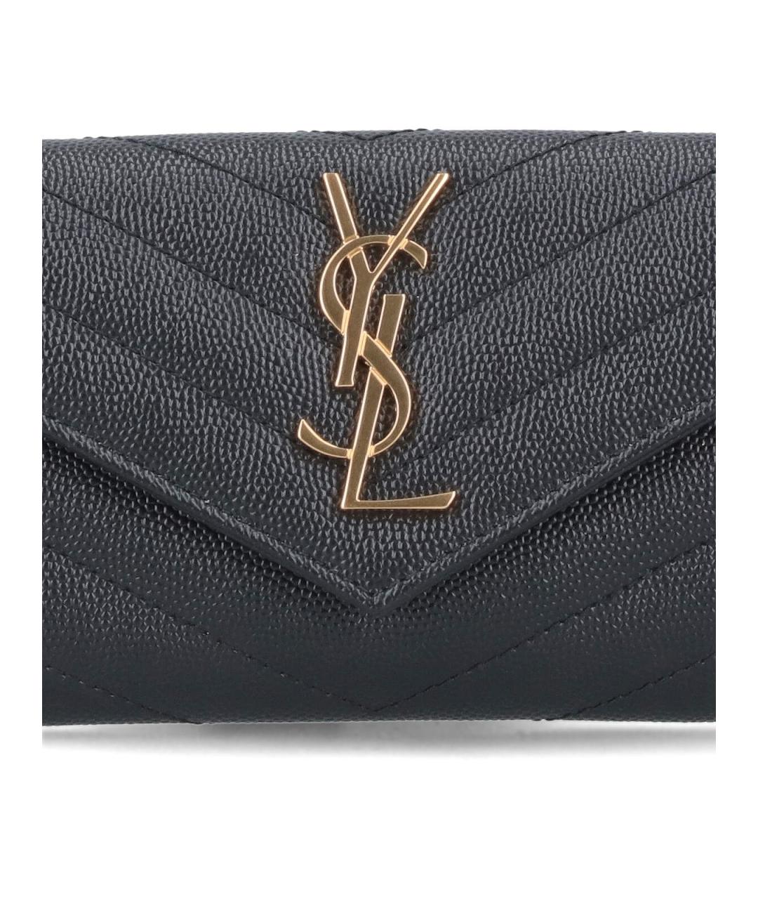 SAINT LAURENT Черный кожаный кардхолдер, фото 4