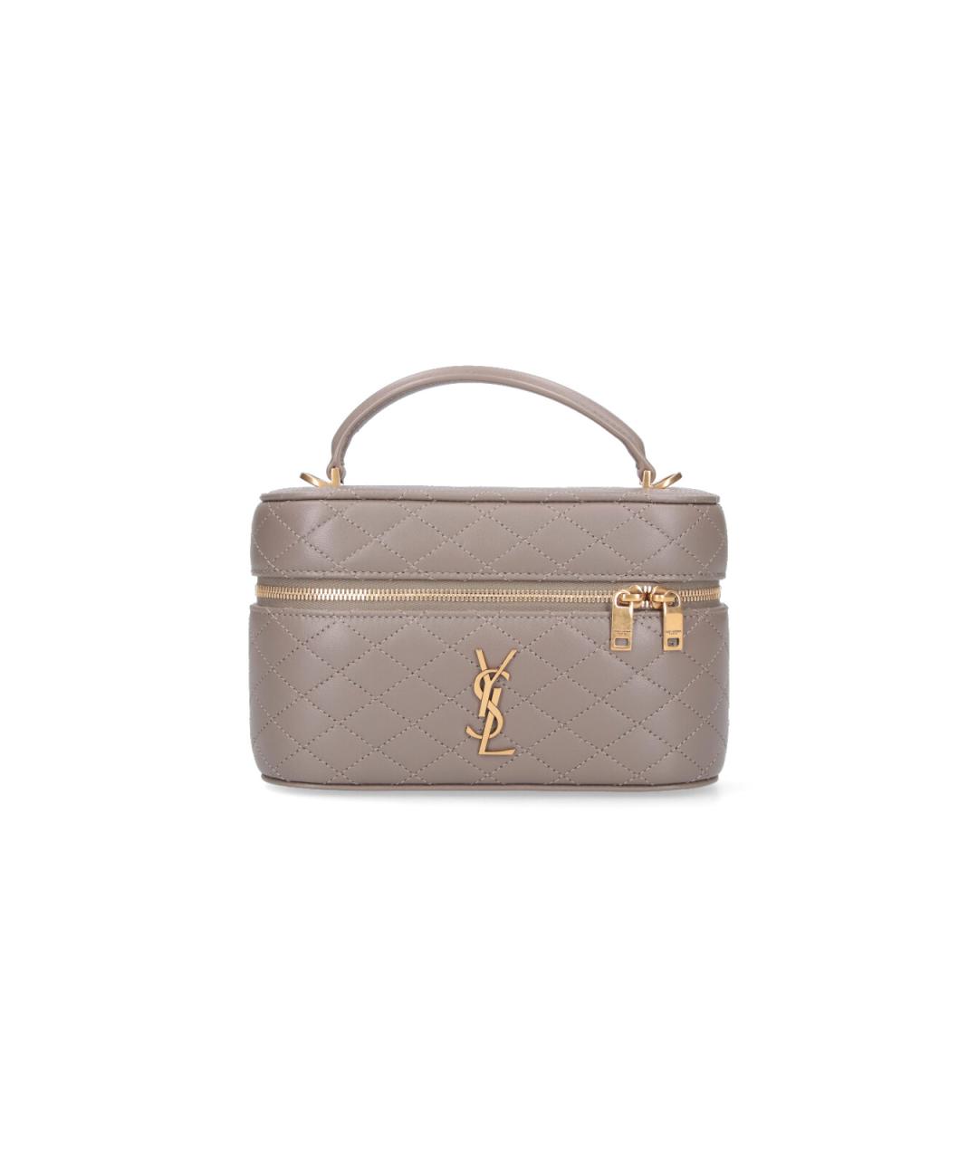 SAINT LAURENT Бежевая кожаная сумка через плечо, фото 6