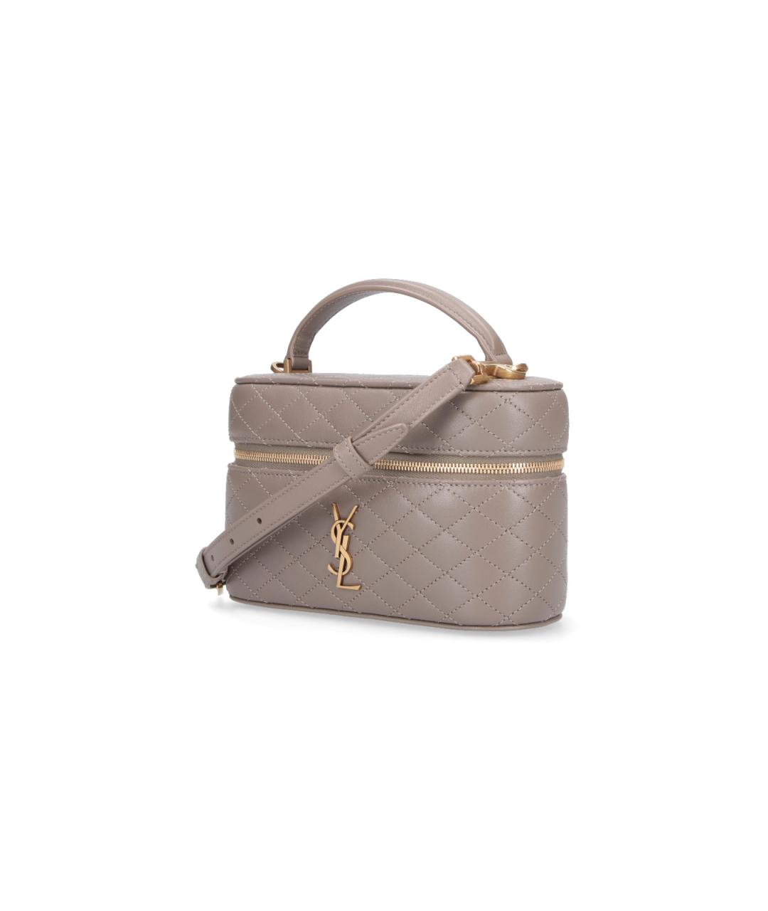 SAINT LAURENT Бежевая кожаная сумка через плечо, фото 2