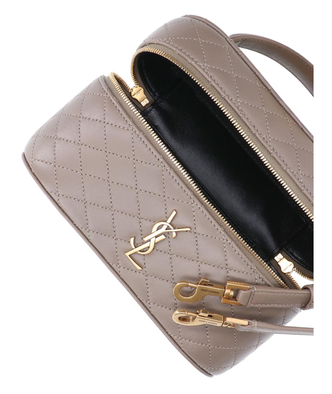 SAINT LAURENT Бежевая кожаная сумка через плечо, фото 4