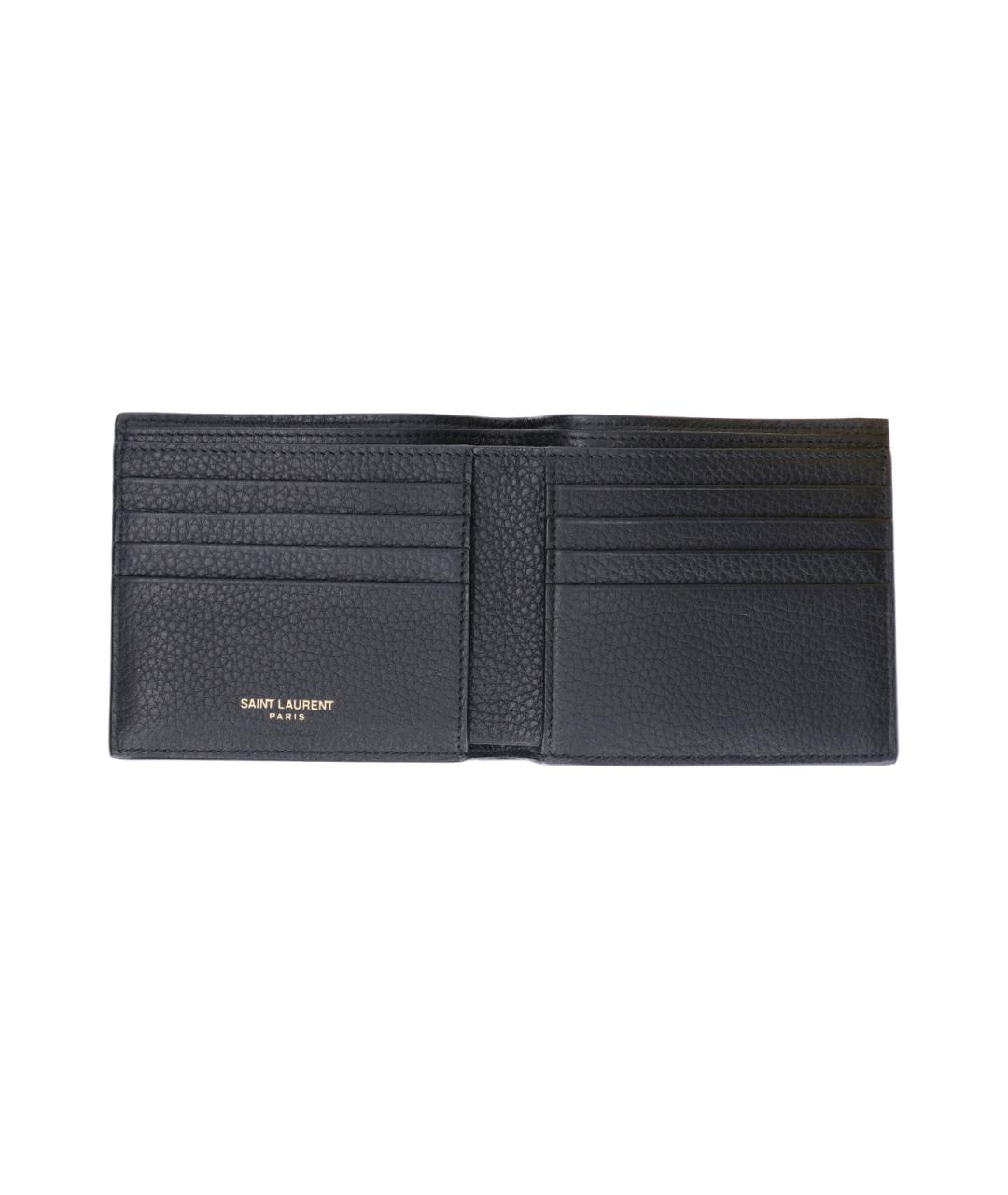 SAINT LAURENT Черный кожаный кошелек, фото 2