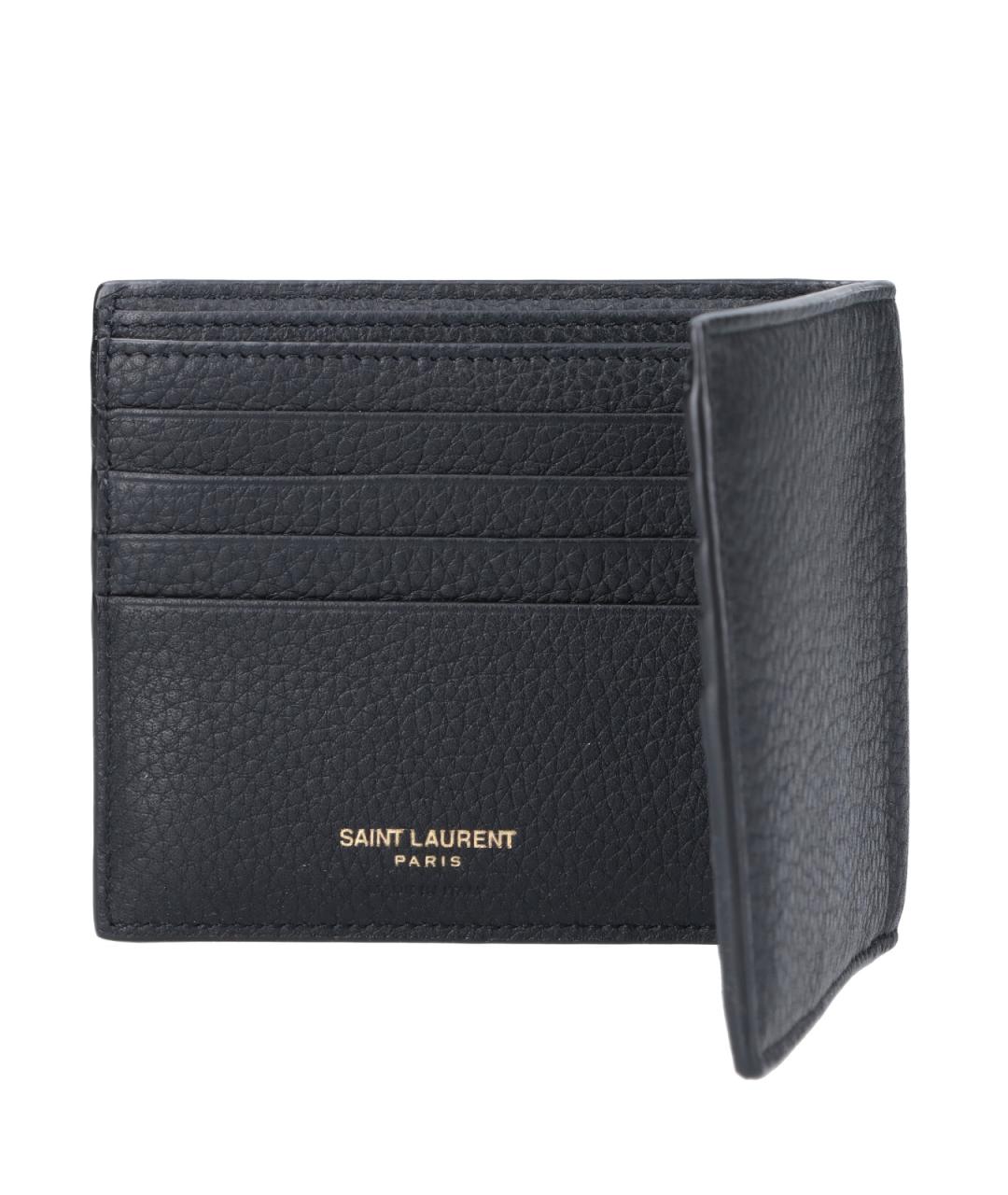 SAINT LAURENT Черный кожаный кошелек, фото 5