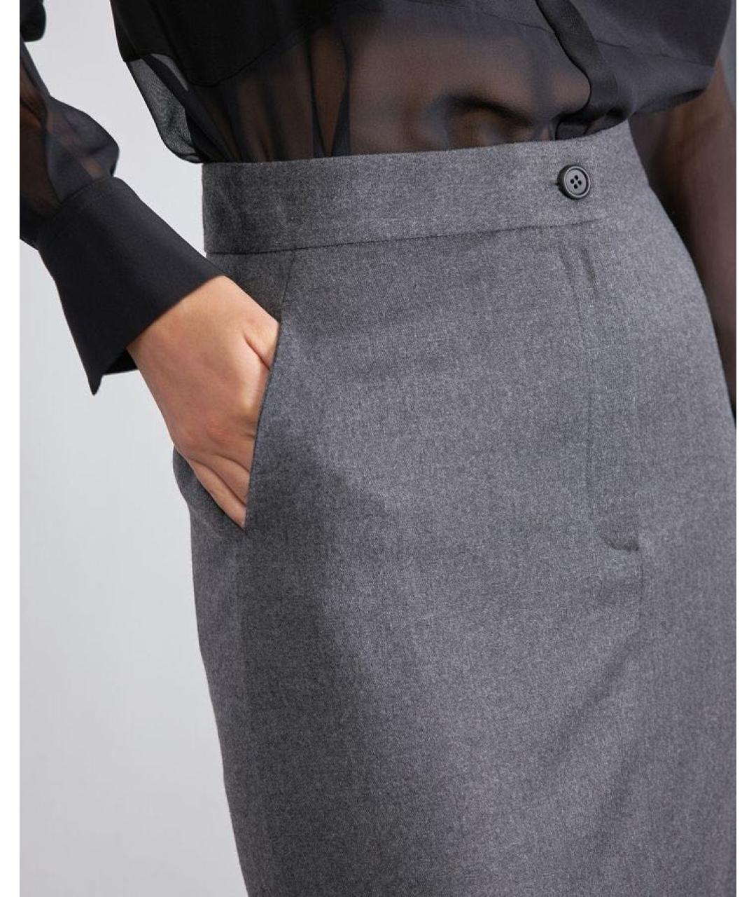 ANTONELLI FIRENZE Серая шерстяная юбка макси, фото 4