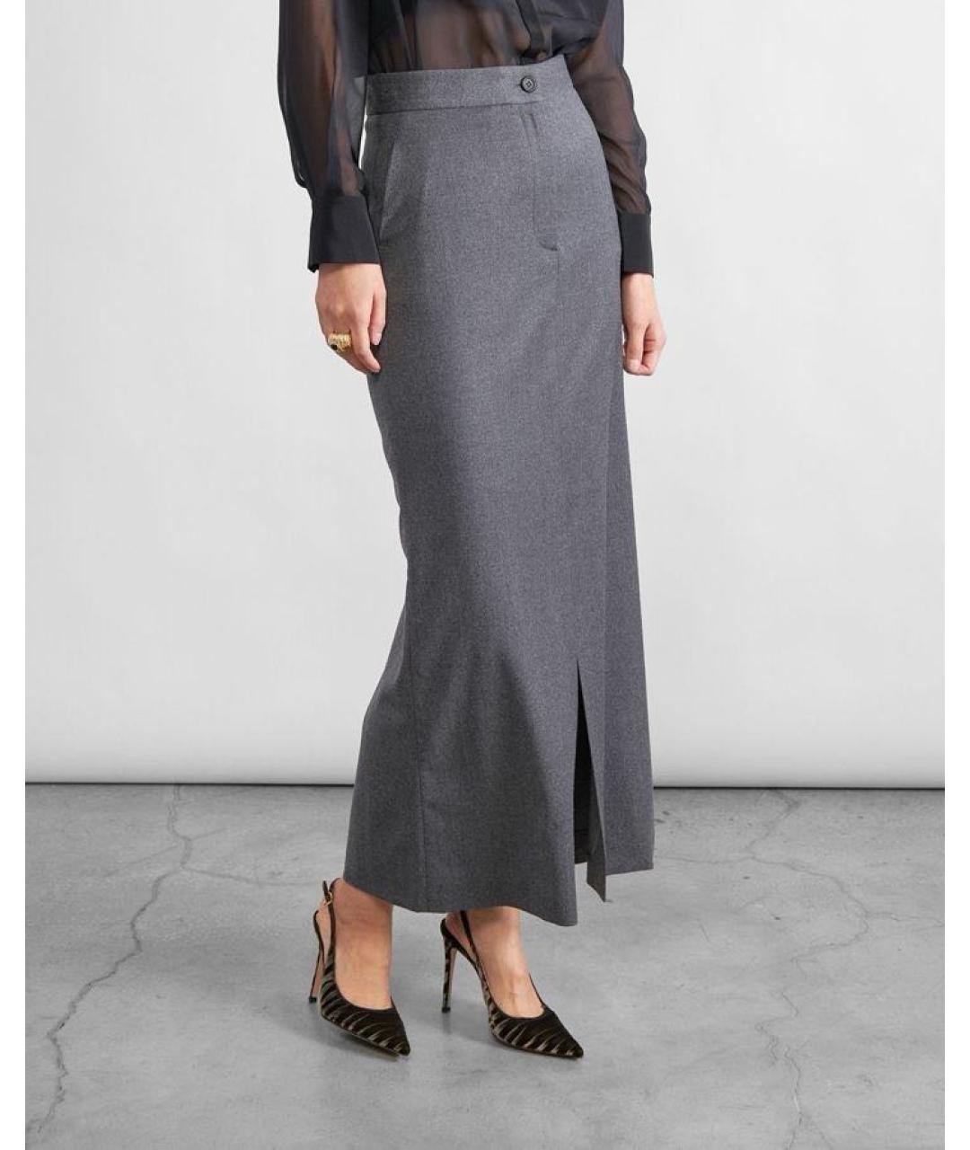 ANTONELLI FIRENZE Серая шерстяная юбка макси, фото 3