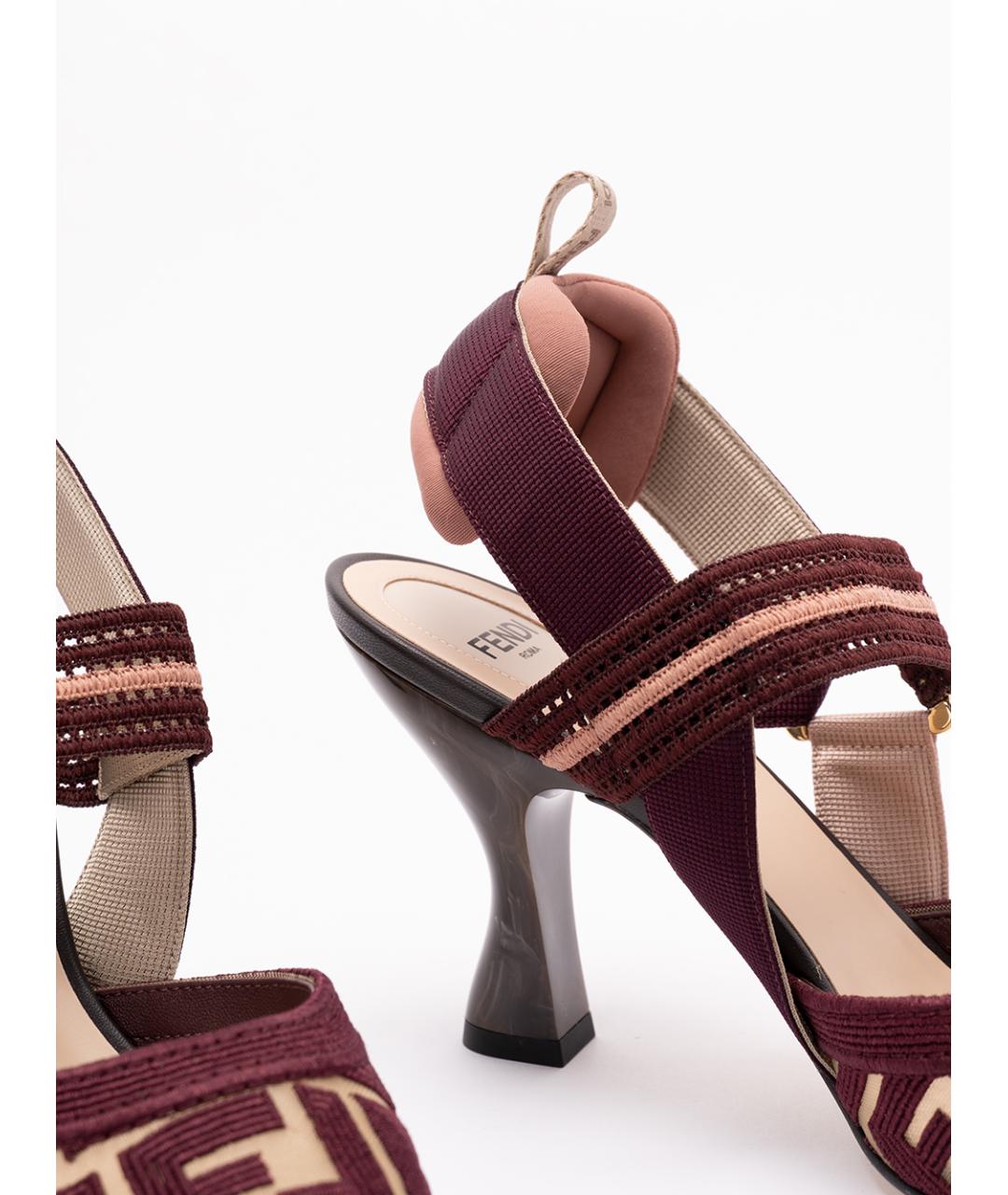 FENDI Бордовые текстильные туфли, фото 5