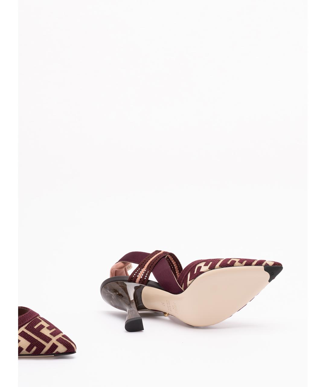 FENDI Бордовые текстильные туфли, фото 4