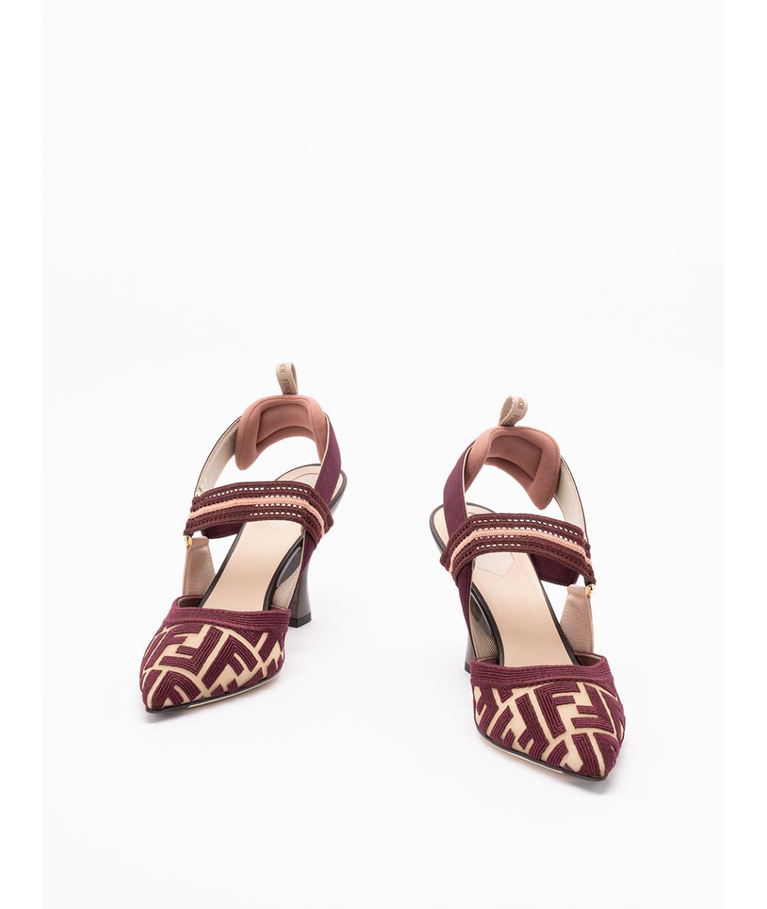 FENDI Бордовые текстильные туфли, фото 2