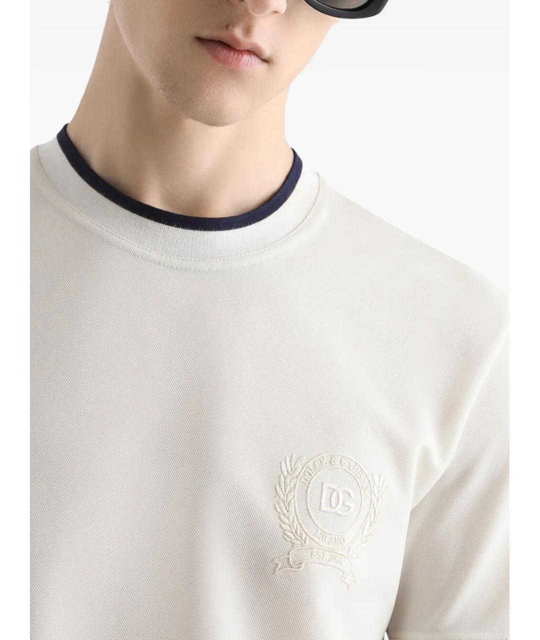 DOLCE&GABBANA Бежевая хлопковая футболка, фото 3