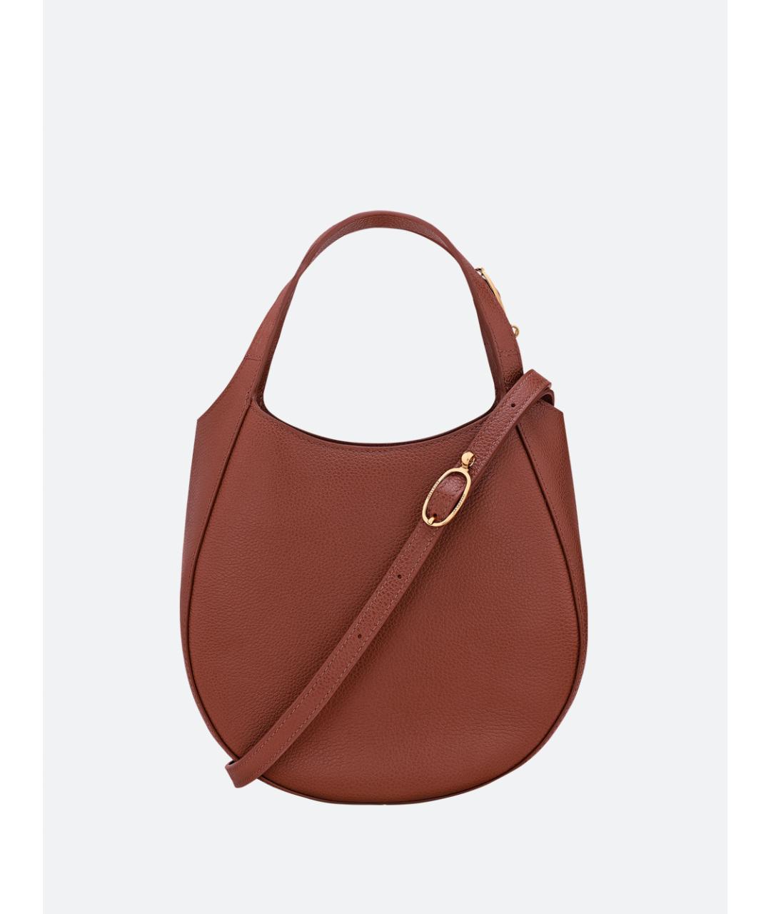 LONGCHAMP Коричневая кожаная сумка с короткими ручками, фото 3