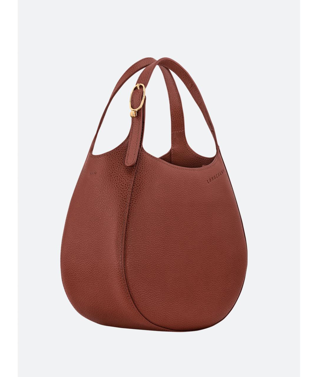 LONGCHAMP Коричневая кожаная сумка с короткими ручками, фото 4