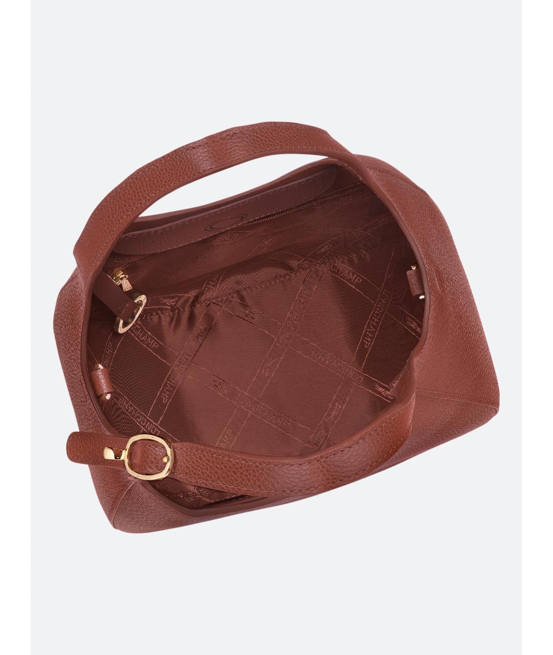 LONGCHAMP Коричневая кожаная сумка с короткими ручками, фото 5