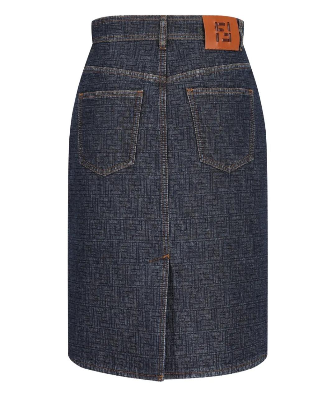FENDI Темно-синяя хлопковая юбка миди, фото 2