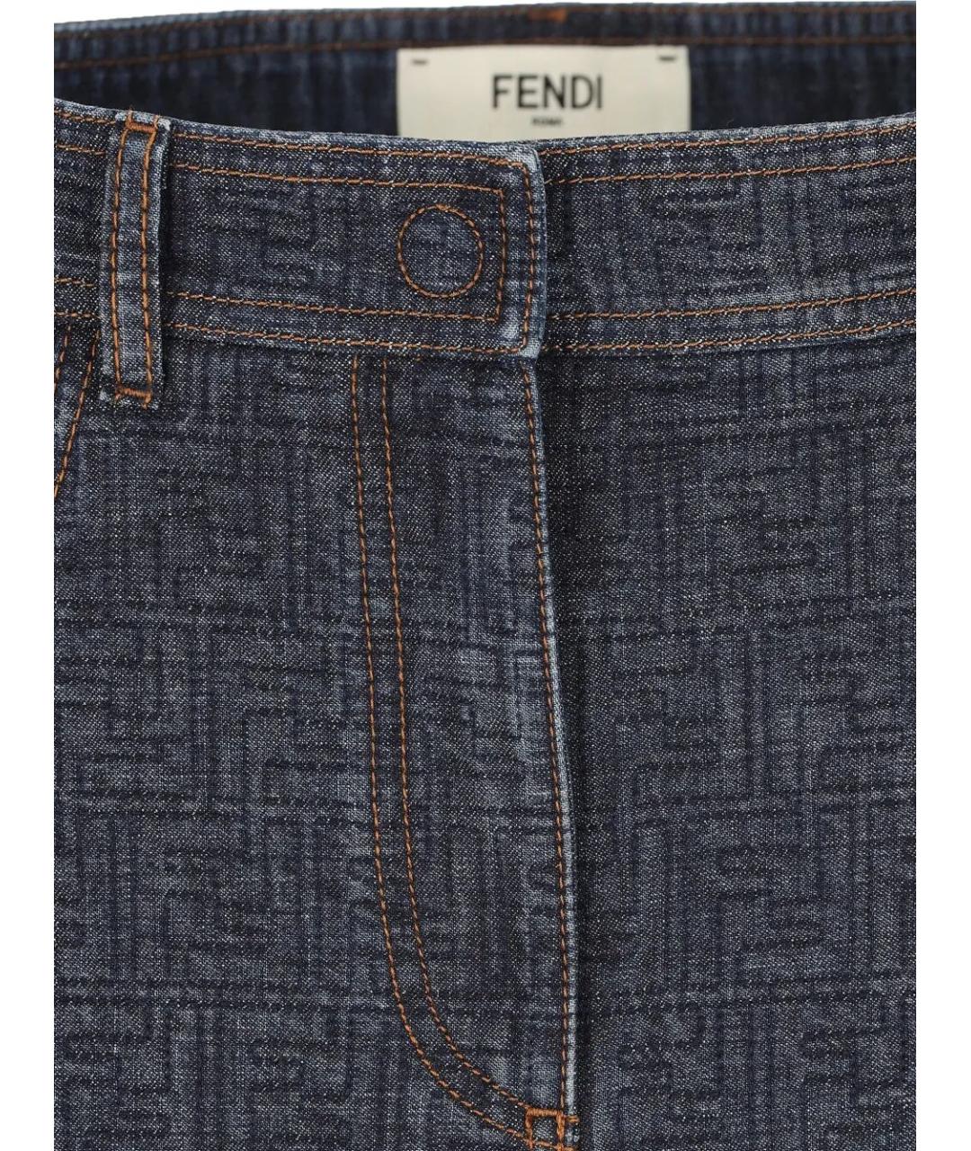 FENDI Темно-синяя хлопковая юбка миди, фото 3