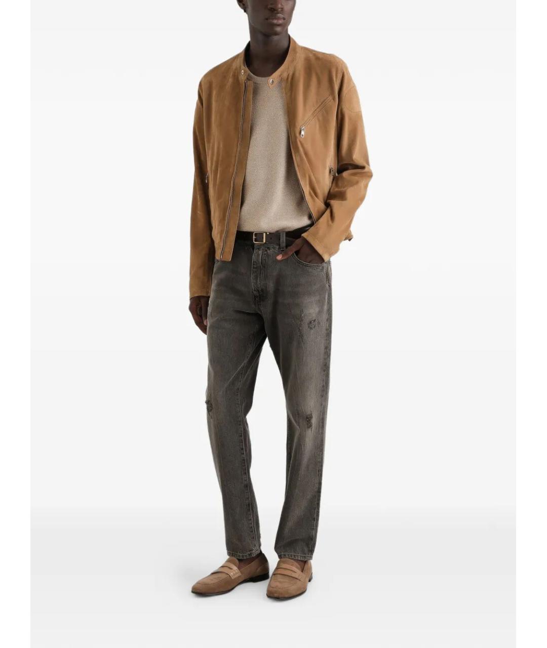 DOLCE&GABBANA Бежевая кожаная куртка, фото 2