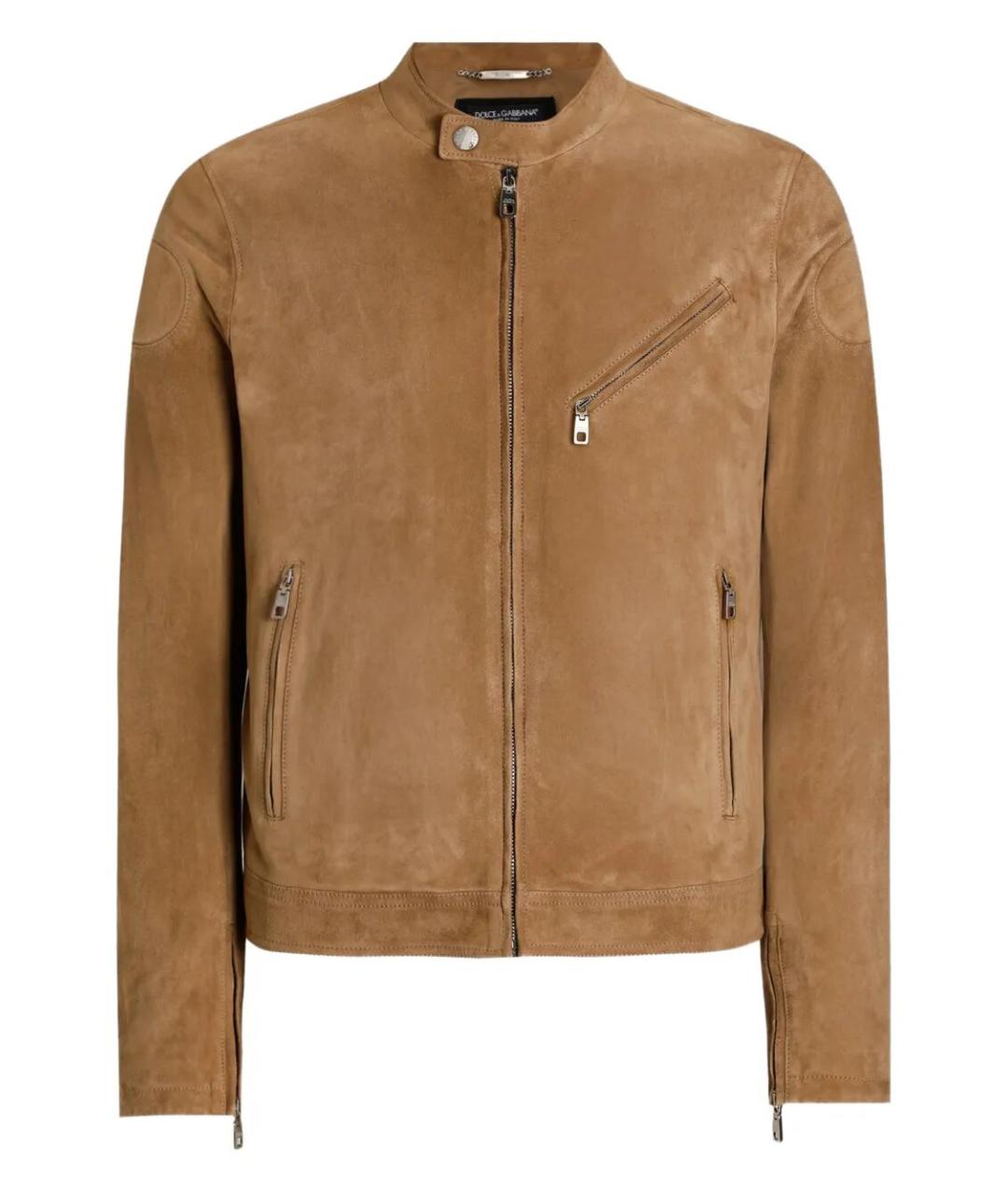 DOLCE&GABBANA Бежевая кожаная куртка, фото 1