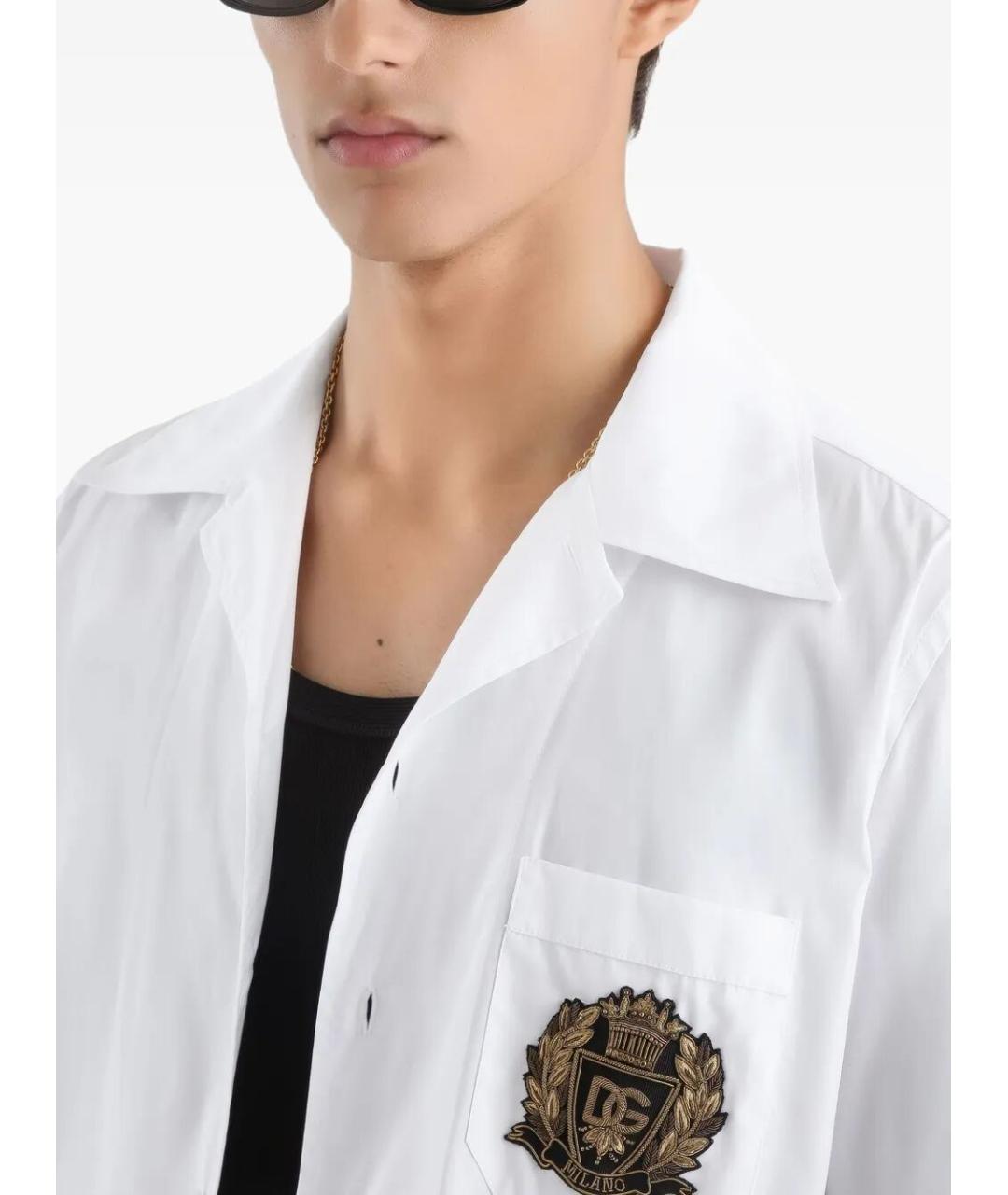 DOLCE&GABBANA Белая хлопковая кэжуал рубашка, фото 5